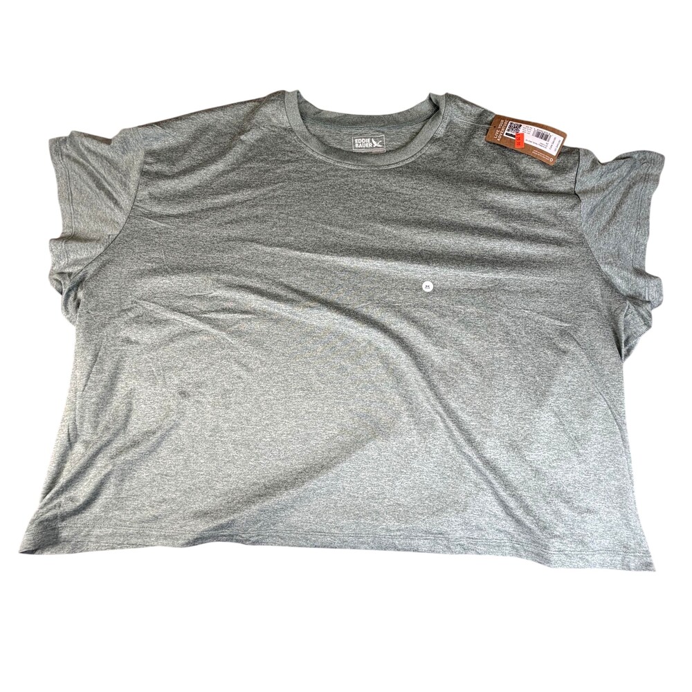 Eddie Bauer Shirt Womens 3X Green Surreal Travel UPF 30 Crewneck Stretch Tee Top